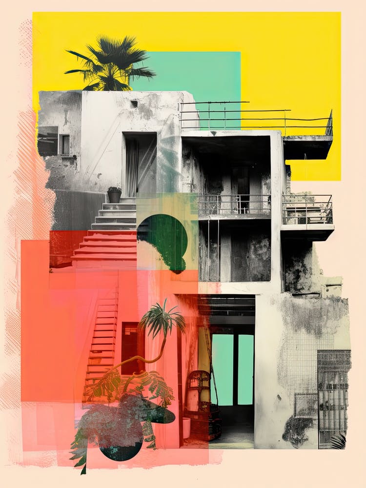 Ein Haus in Marrackech, Abstrakt Risograph Stil 3