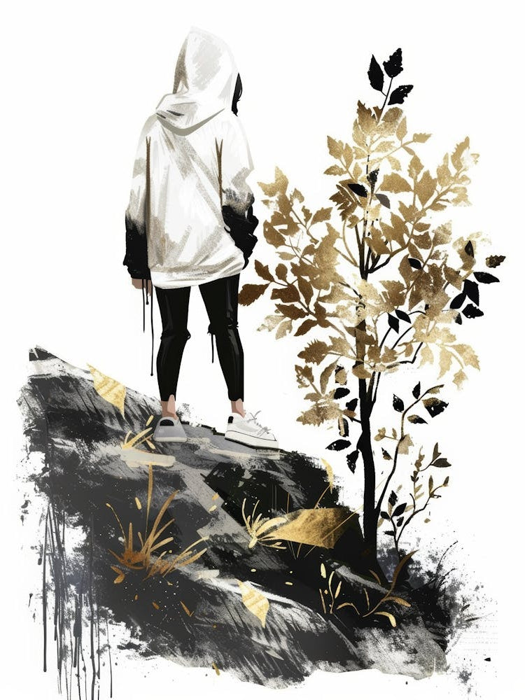 Girl Standing On A Rock