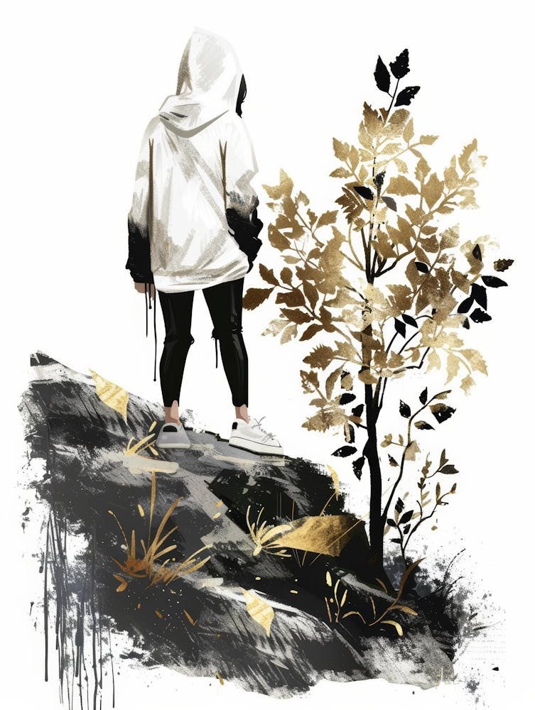 Girl Standing On A Rock