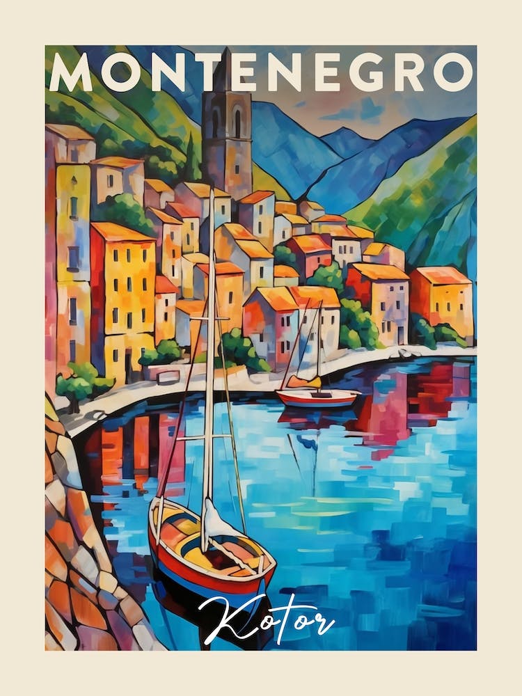 Kotor Montenegro 3 Fauvist Painting  Travel Poster