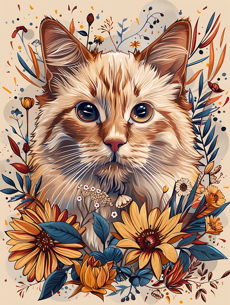 Cat In Flowers 4