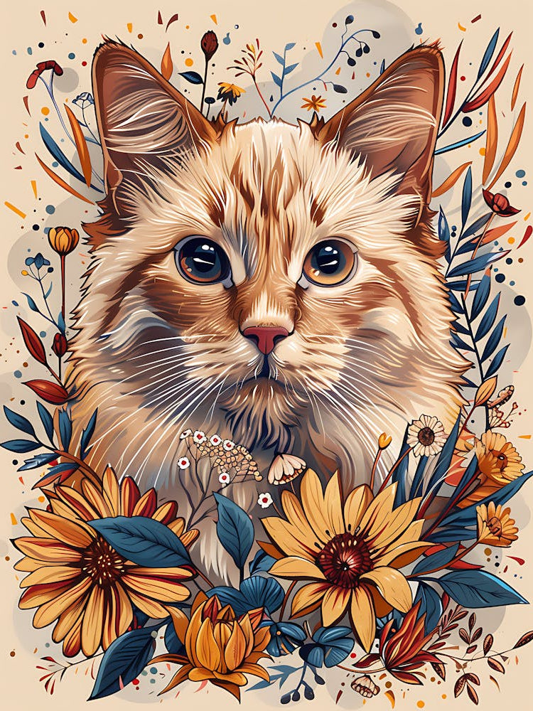 Cat In Flowers 4
