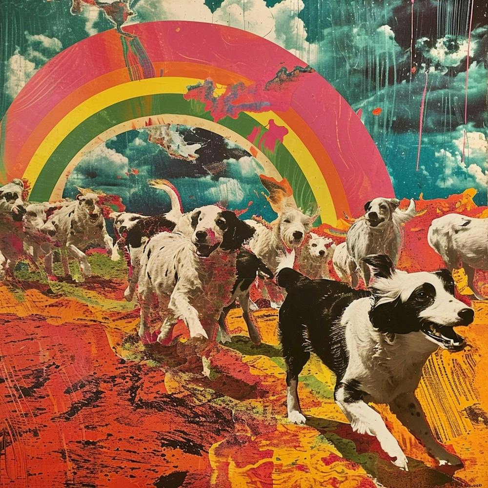 Sheep Dog Rainbow Collage 1