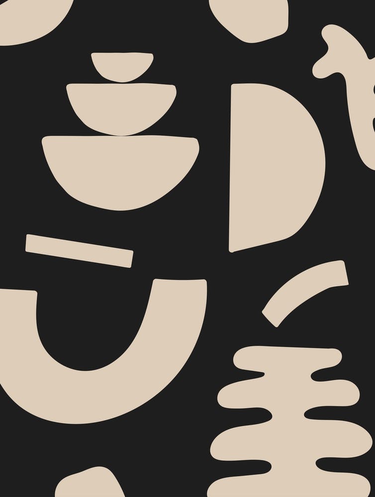 Abstract Shapes - Beige And Black