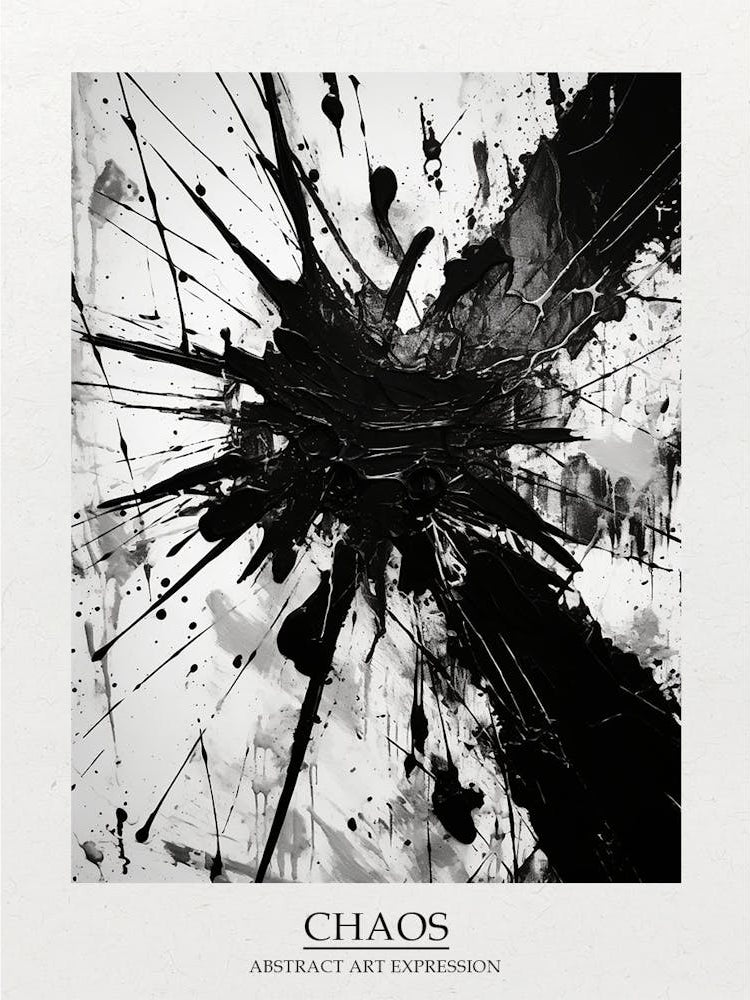 Chaos Abstract Black And White 8 Poster