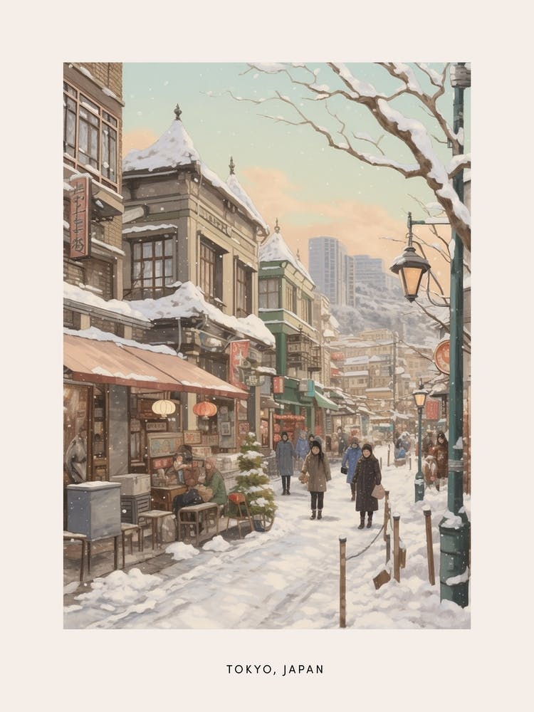 Vintage Winter Poster Tokyo Japan 2