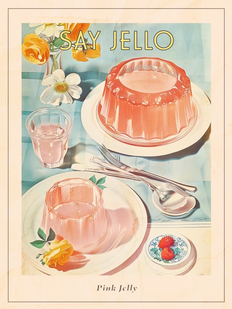 Pastel Pink Jelly Vintage Cookbook Inspired 2 Poster