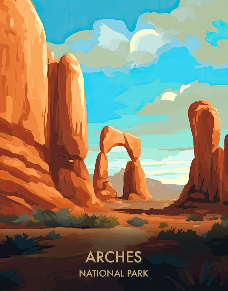 Arches National Park Reiseposter Illustrationsstil 4