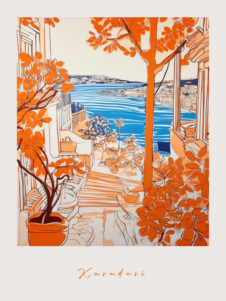 Kusadasi Turkey Orange Drawing Poster