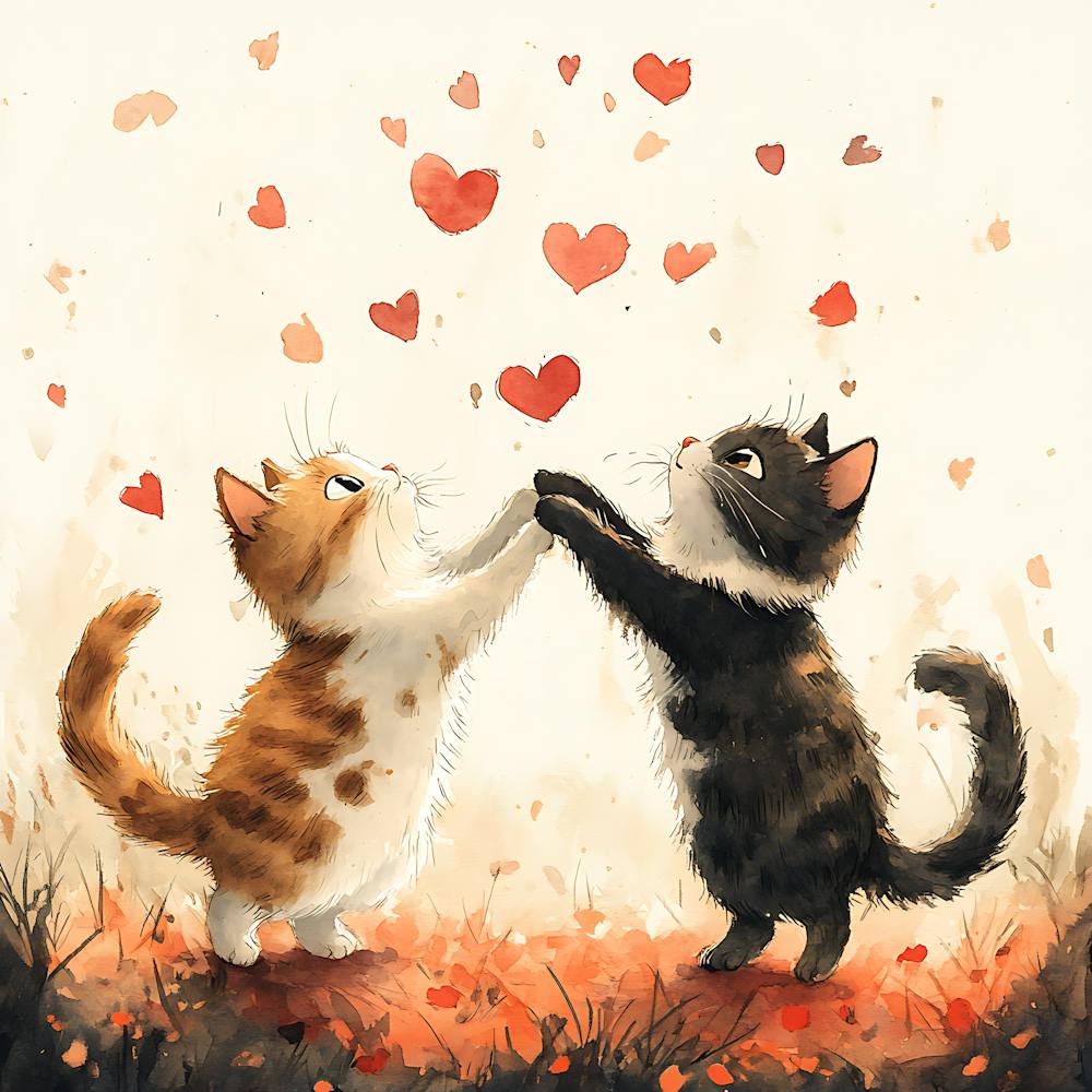 Dancing Cats Under Falling Heart 9