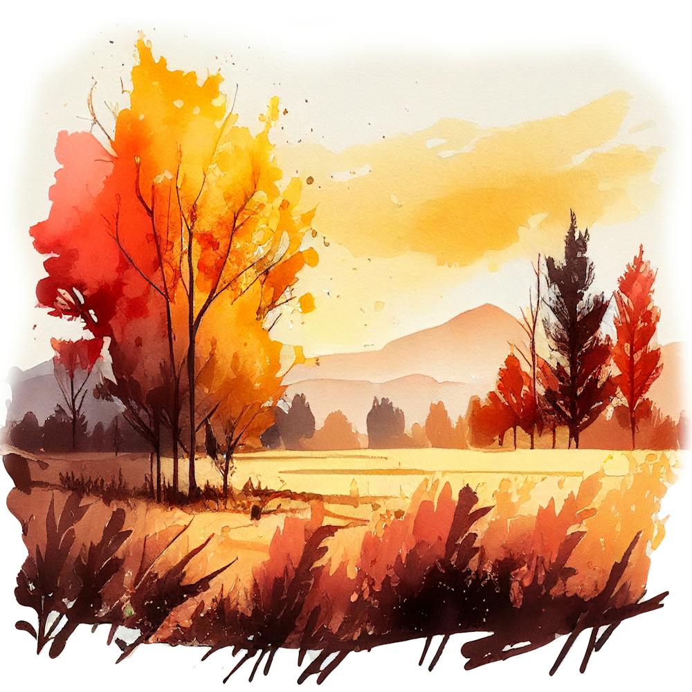 Watercolor Autumn Landscape 66