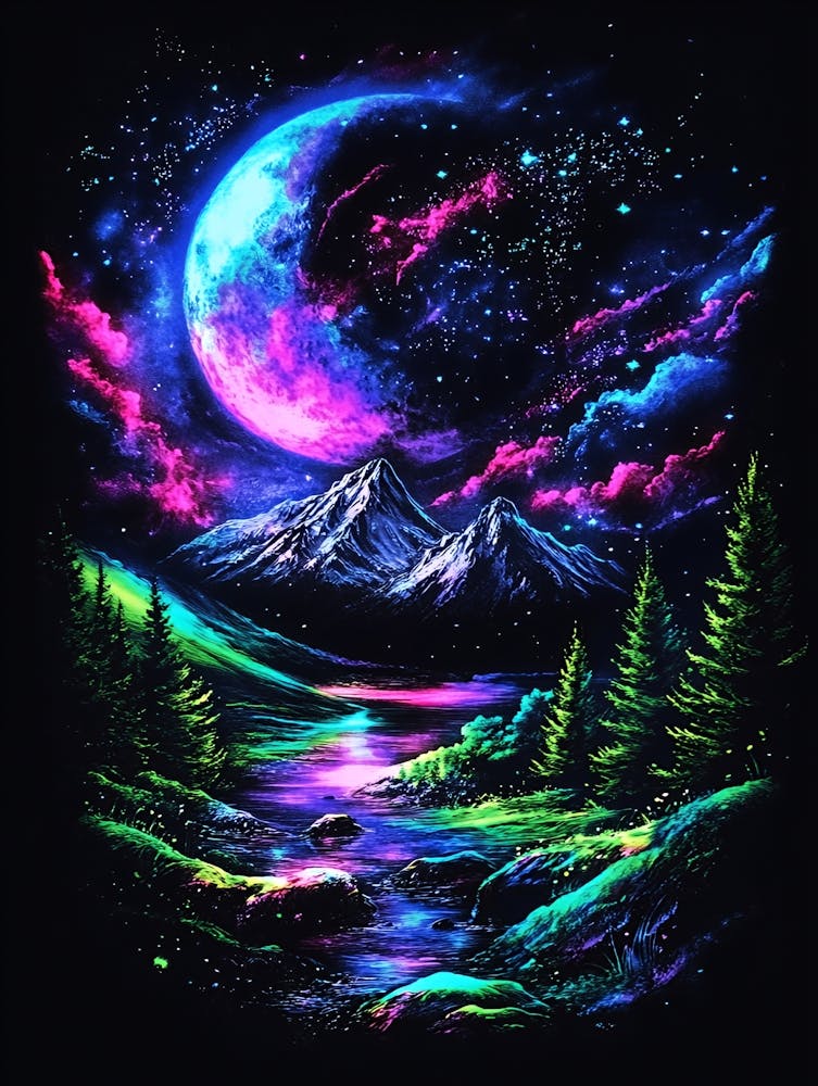 Night Sky With Moon And Stars