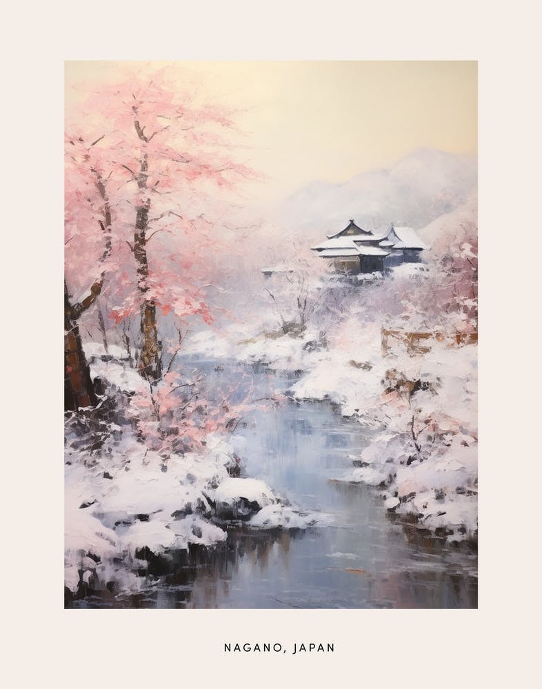 Dreamy Winter Painting Poster Nagano Japan