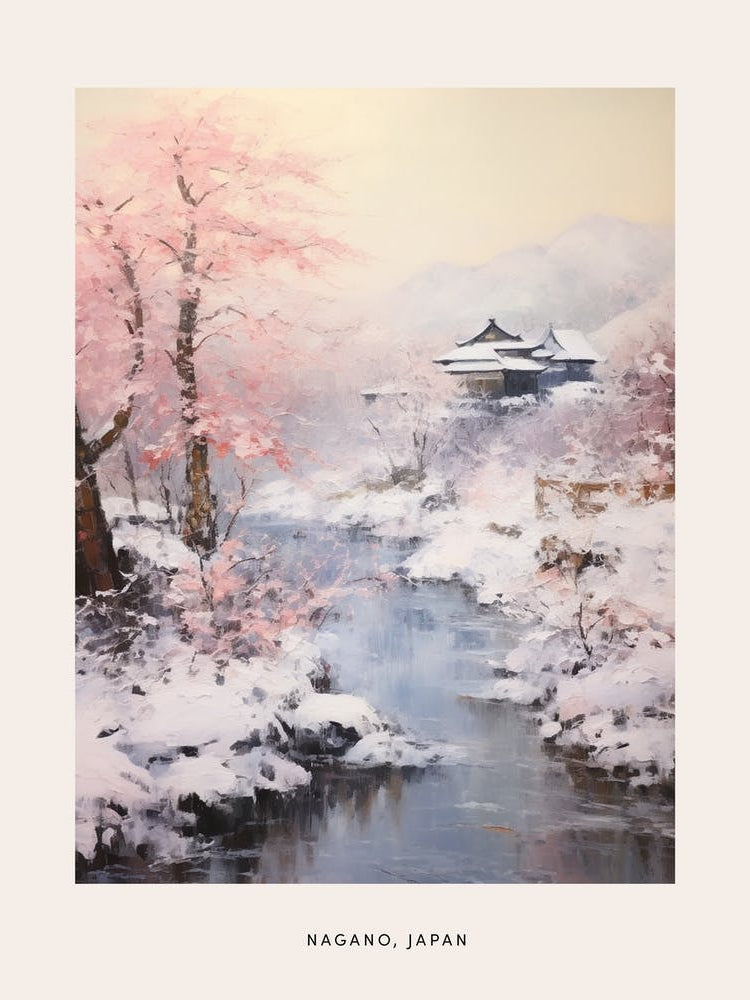 Dreamy Winter Painting Poster Nagano Japan