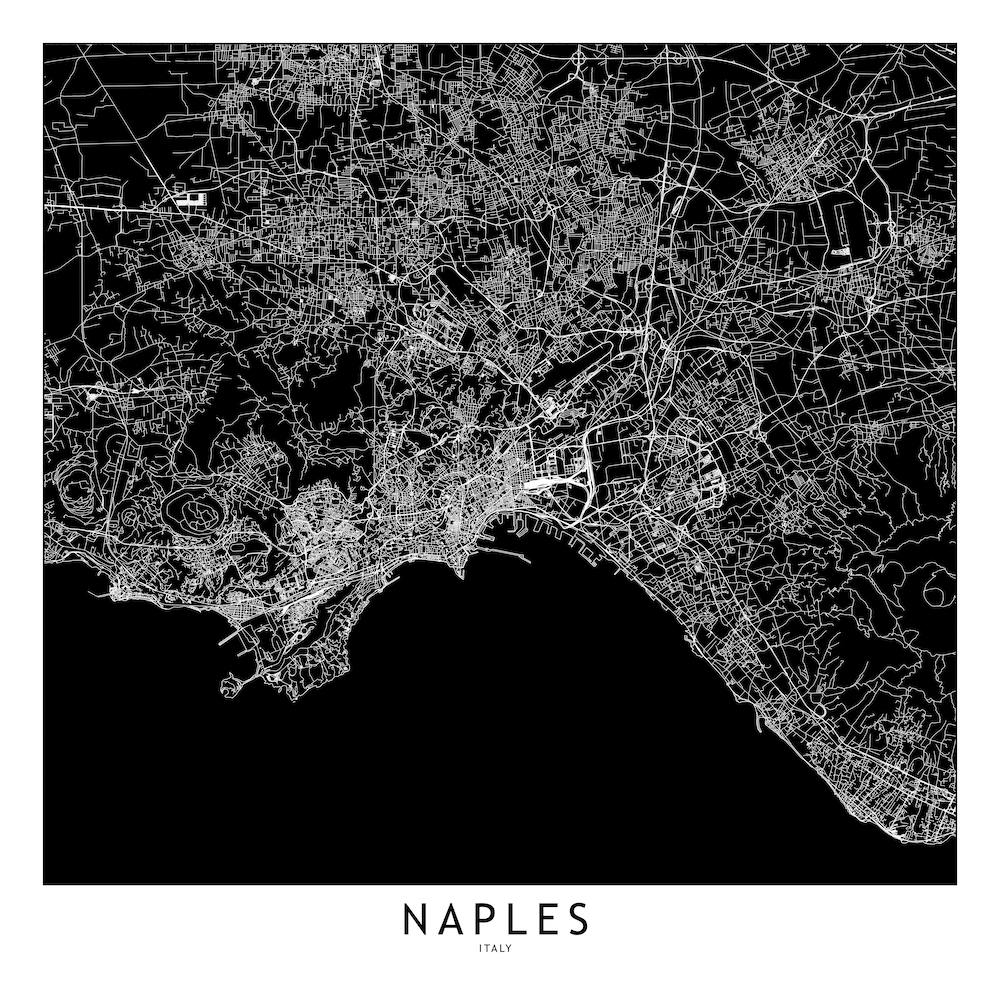 Naples Black And White Map Square