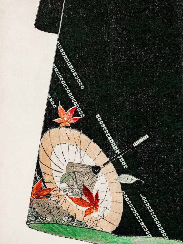 Parasol Print On A Japanese Robe, Watanabe Seitei