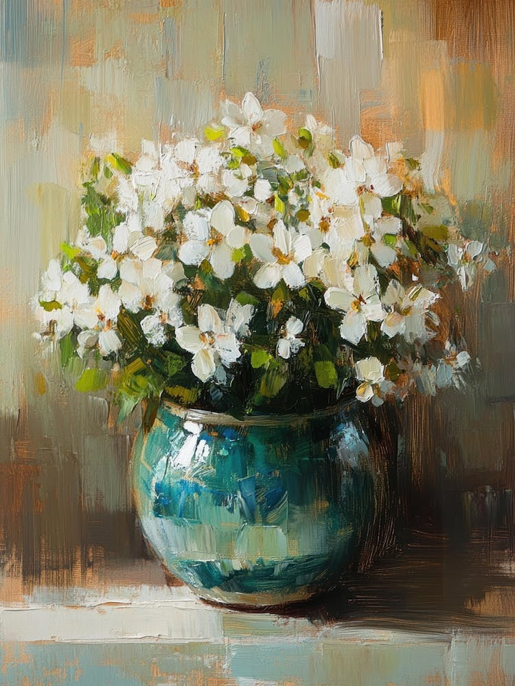 White Flowers In A Blue Vase 1