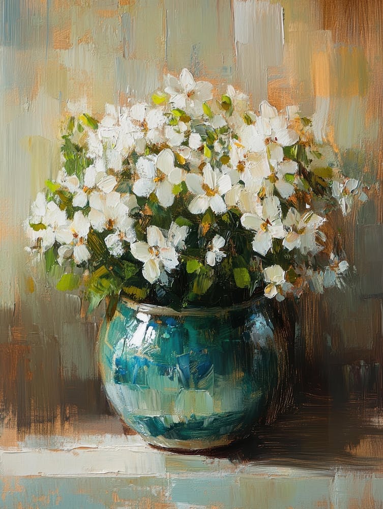 White Flowers In A Blue Vase 1