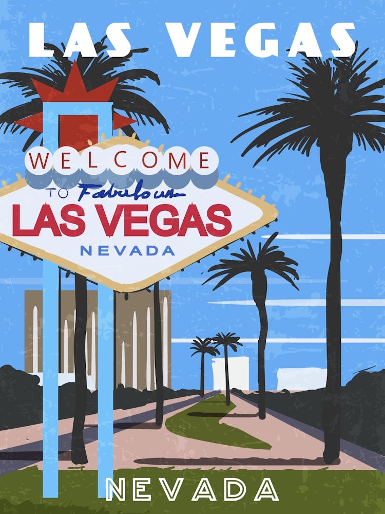 Las Vegas, USA — Retro travel minimalist poster