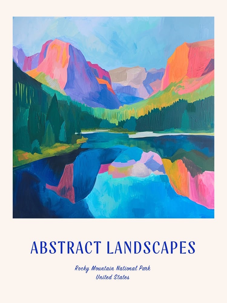 Colourful Abstract Rocky Mountain National Park Usa 2 Poster Blue