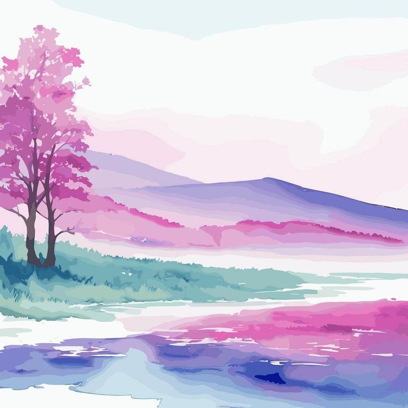 Watercolor Landscape With Trees