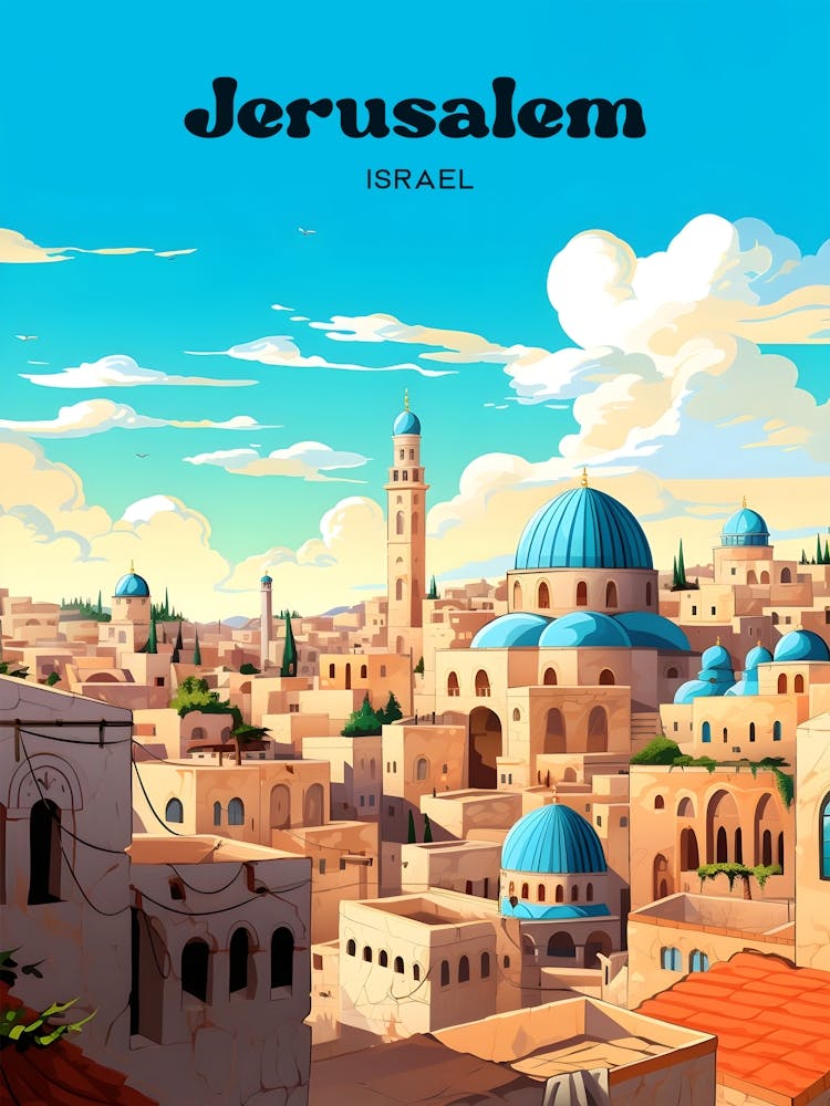 Jerusalem Israel Cityscape Travel Art