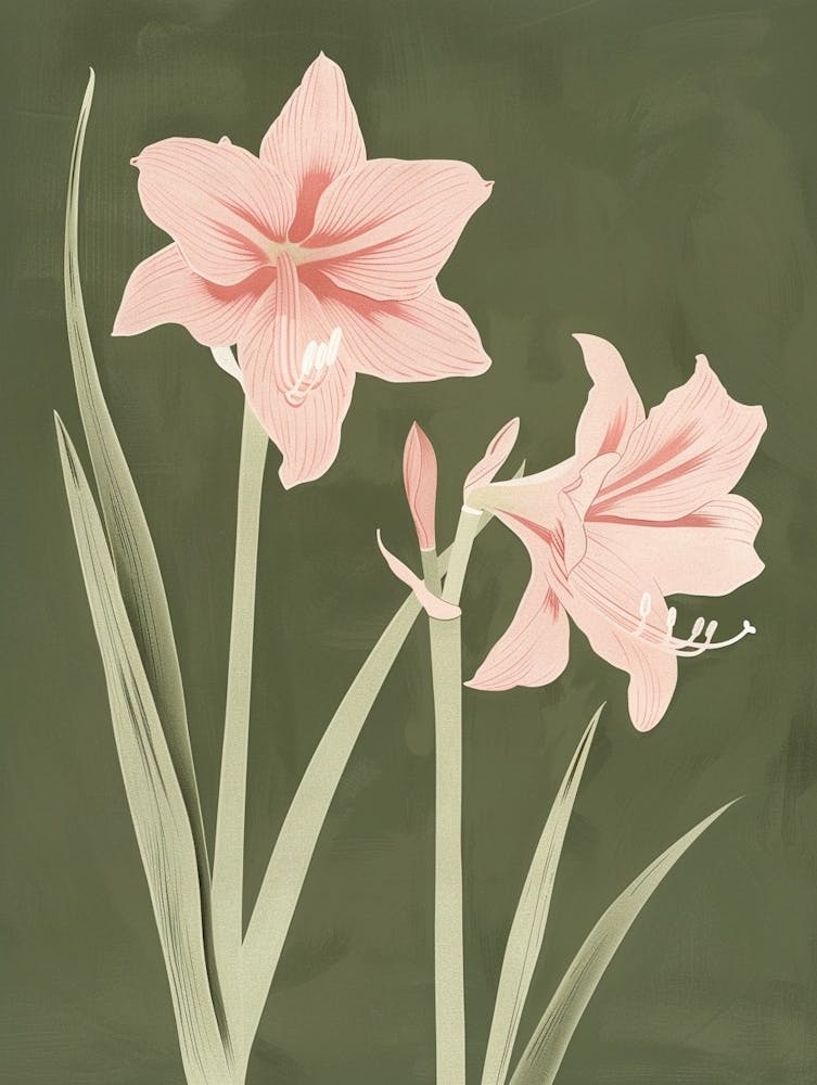 Amaryllis roses et vertes 2