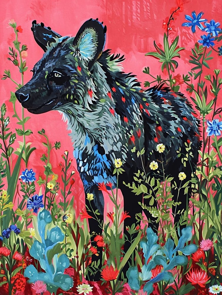 Floral Animal Painting Hyena 4