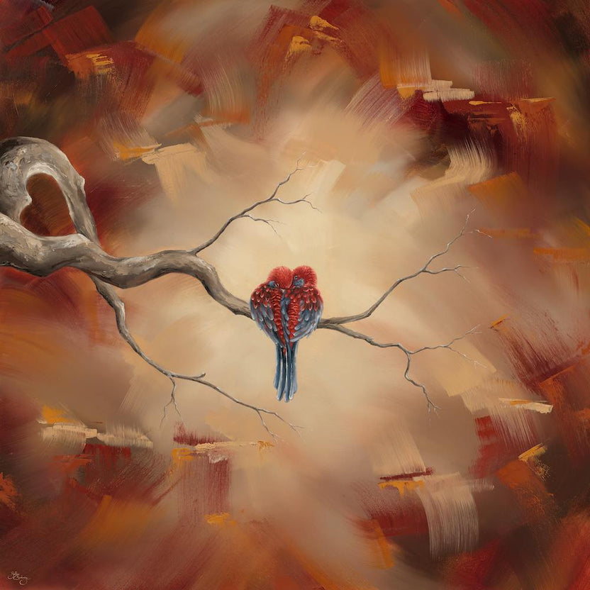 Lovebirds On A Branch