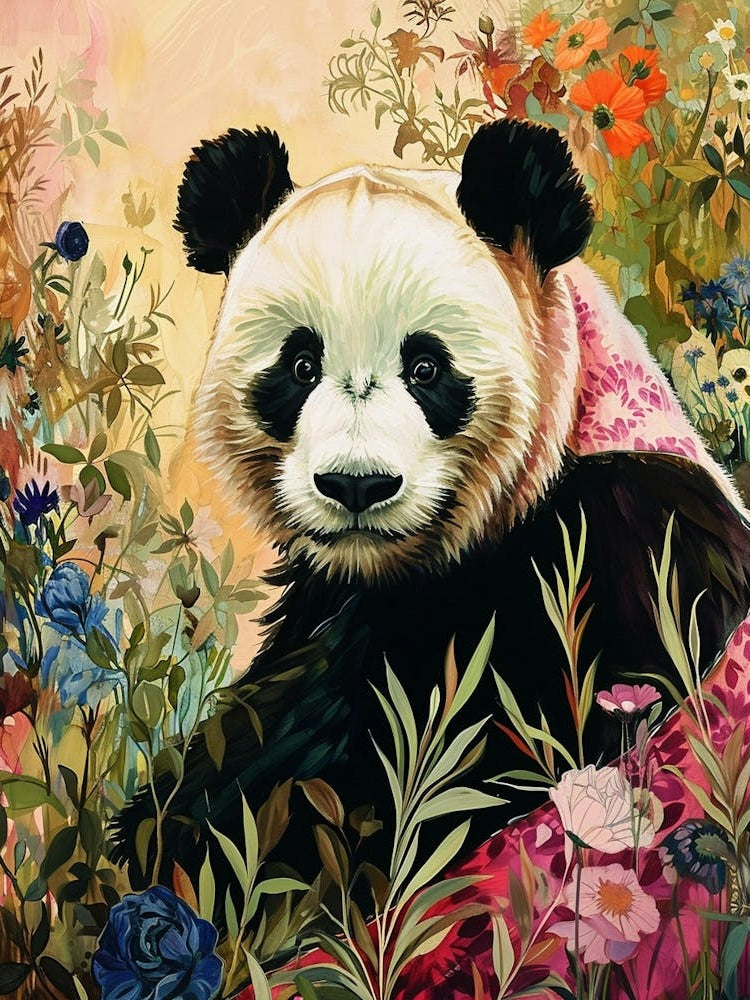 Floral Animal Painting Giant Panda 3