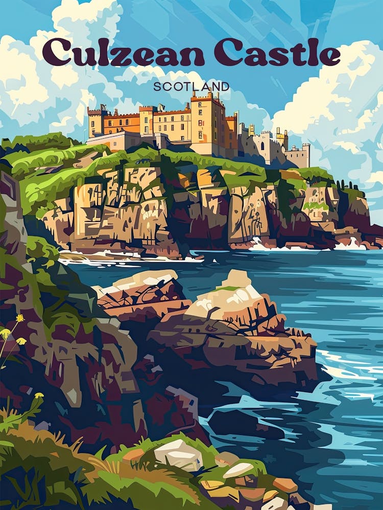Culzean Castle Scotland Cliff Digital Travel Art