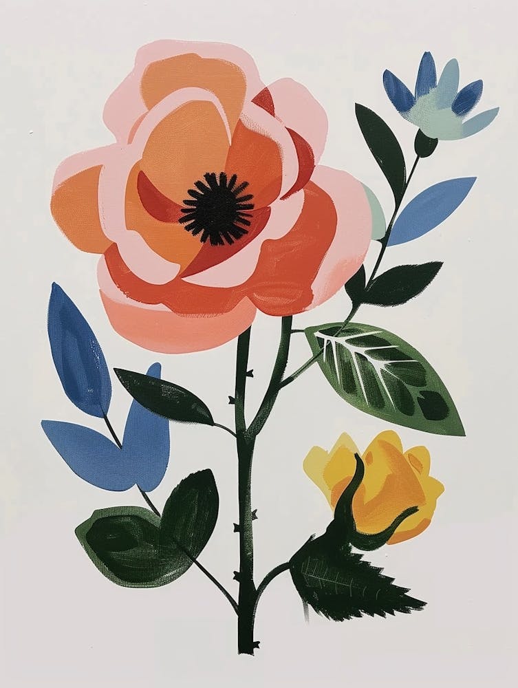 Painted Florals Rose 9