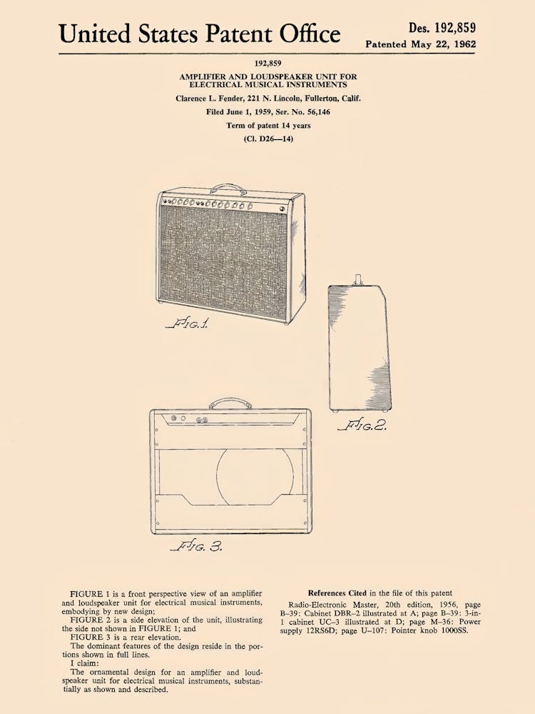 Fender Guitar Amplifier Vintage Poster