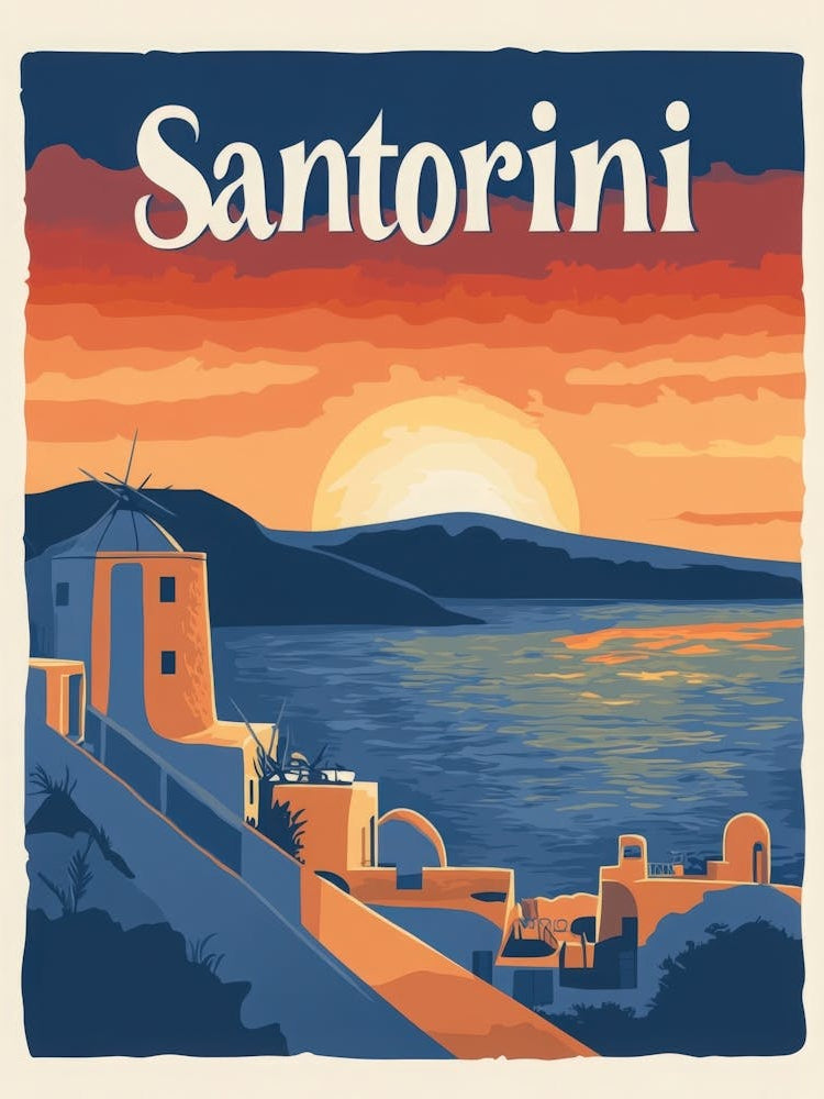Aihrgdesign A Classic 1960s Travel Poster For Santorini 2