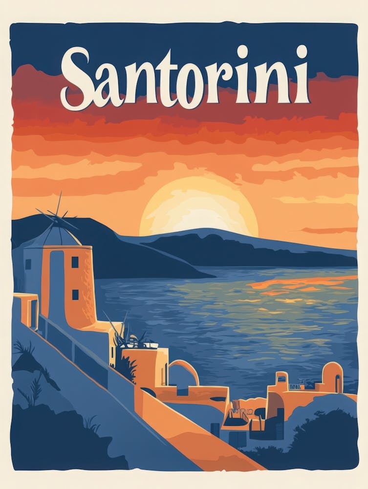 Aihrgdesign A Classic 1960s Travel Poster For Santorini 2