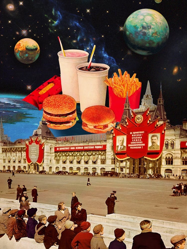 Soviets and Space Burgers, 1950s collage