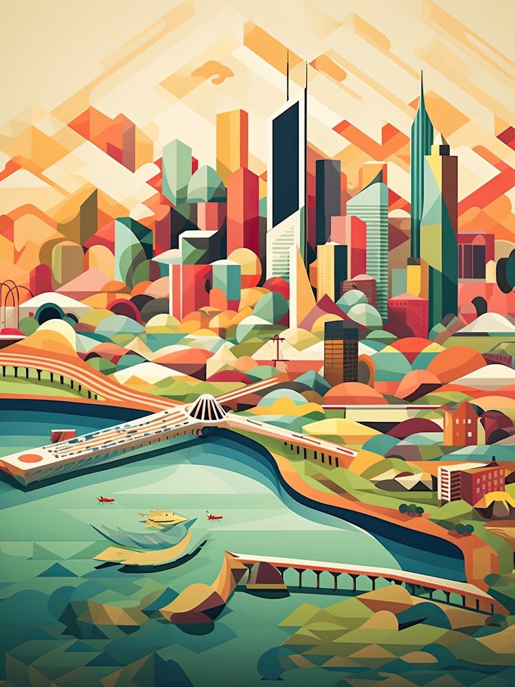 Chicago, Usa, Geometric Illustration 4