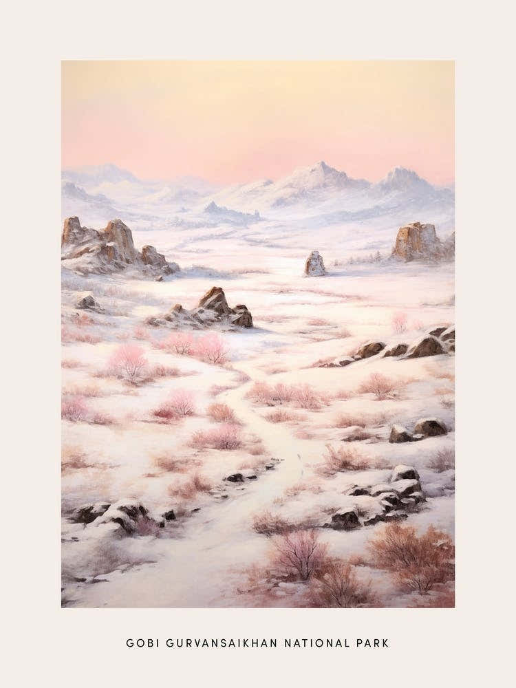 Dreamy Winter National Park Poster  Gobi Gurvansaikhan National Park Mongolia 1