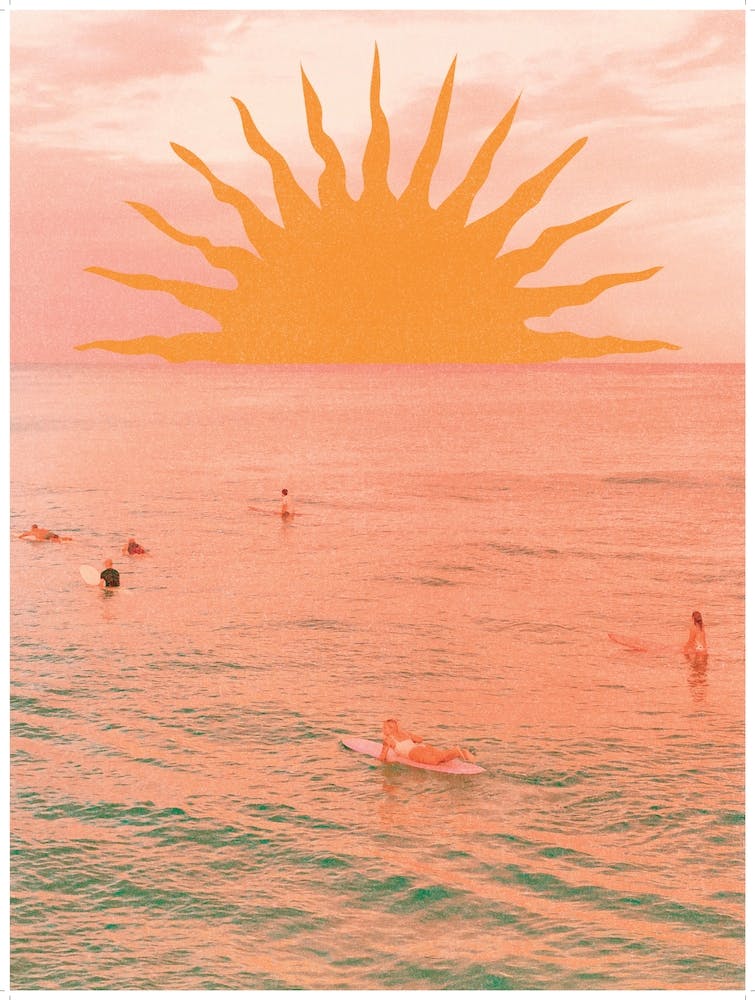 Surf Print Vintage Surfing Poster Coastal Wall Art Boho Sun Print INSTANT DOWNLOAD