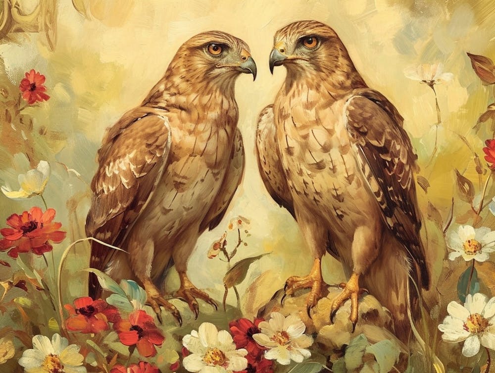 Floral Animal Illustration Hawk 4