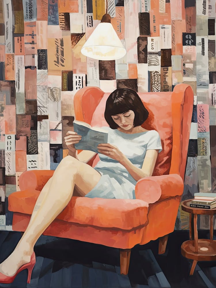 Girl Reading Books Orange