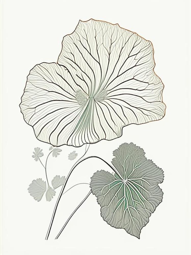 Nasturtium Herb William Morris Inspired Line Drawing 2