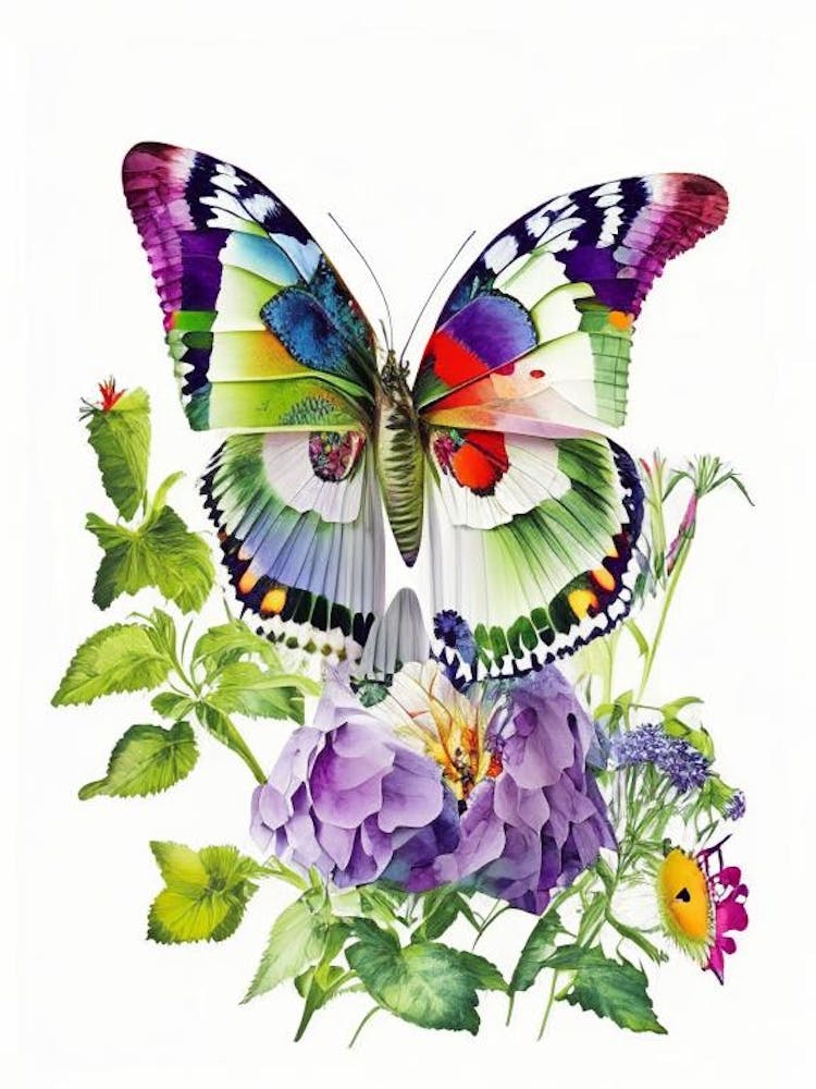 Butterfly In Garden Decoupage 1
