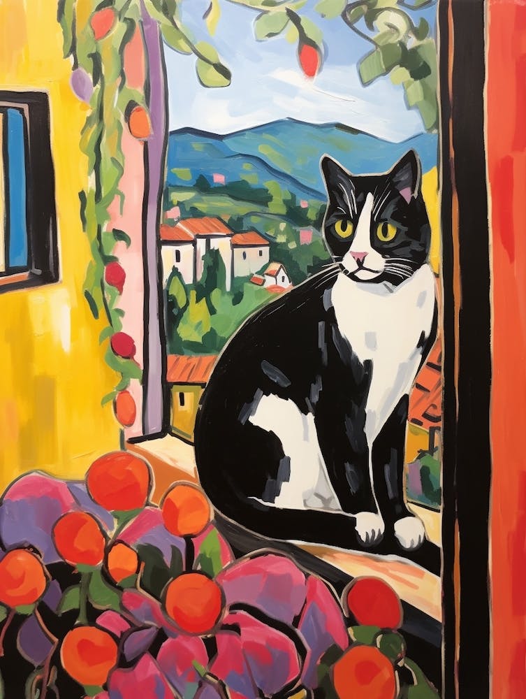 Painting Of A Cat In Montalcino Italy 2