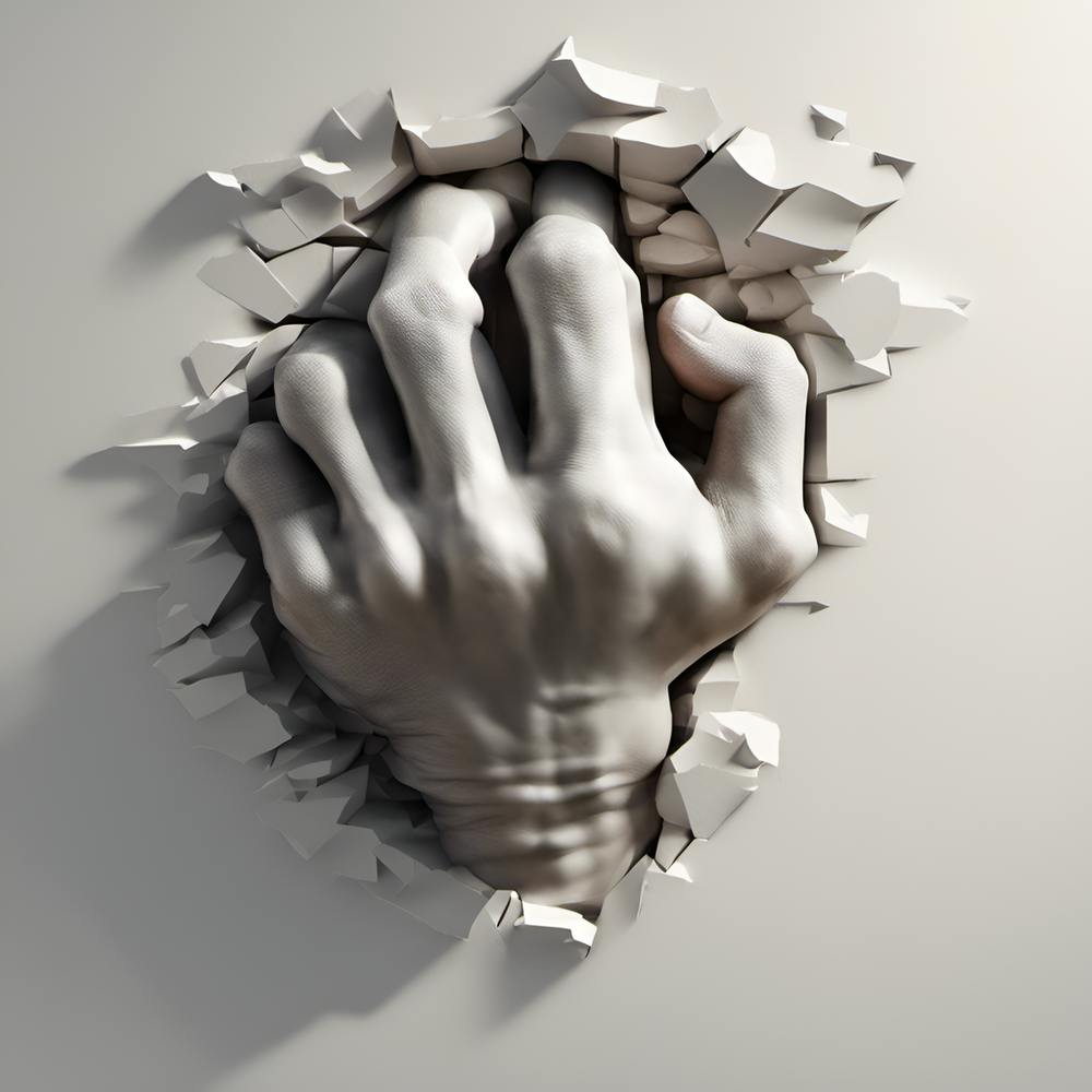 Hand Breaking Through Wall