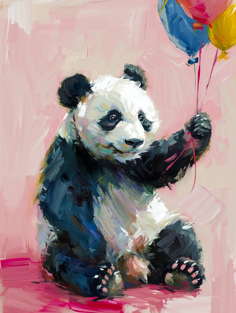 Cute Panda 3 With Balloon