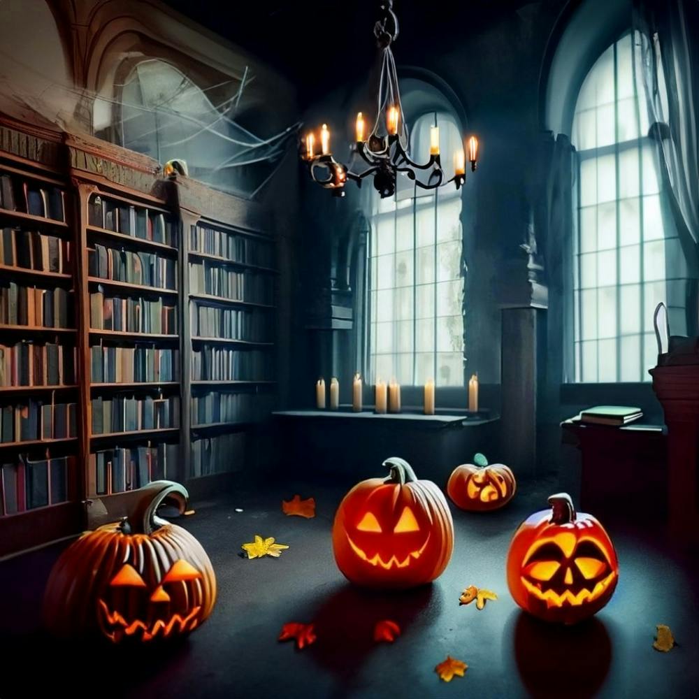 Halloween Pumpkins In The Library