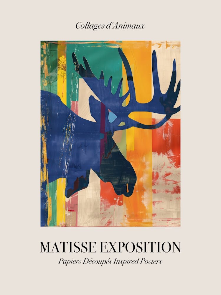 Moose 4 Matisse Inspired Exposition Animals Poster