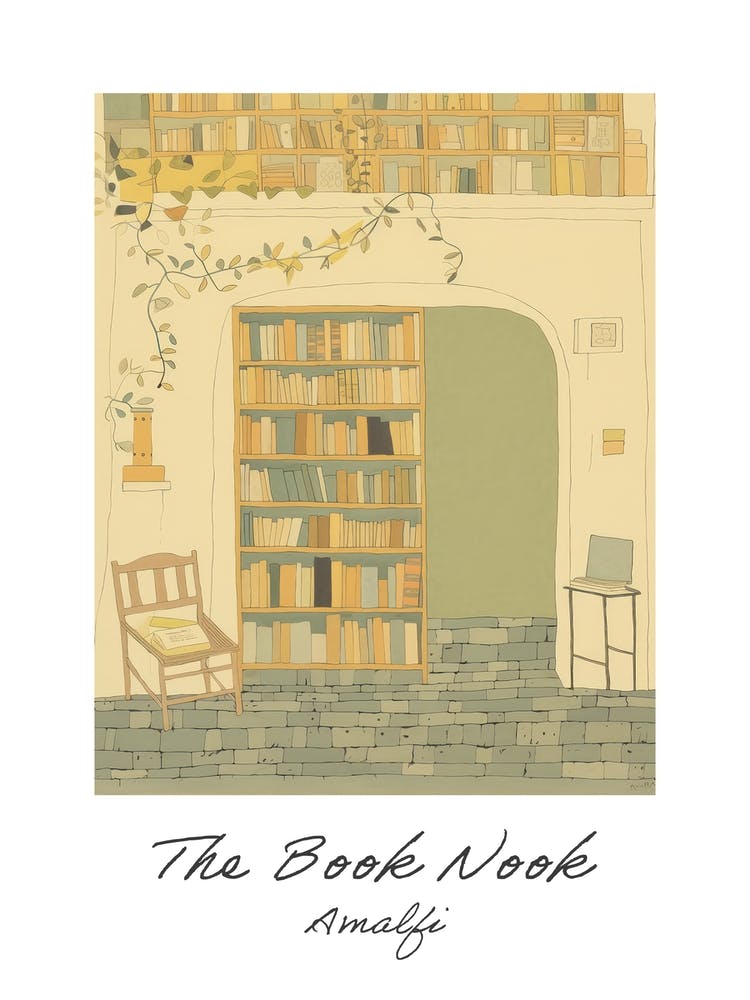 Amalfi The Book Nook Pastellfarben 1 Poster