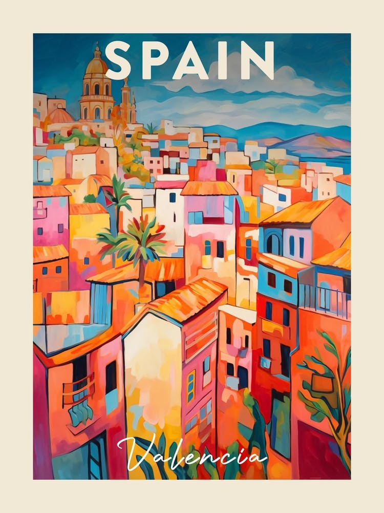 Valencia Spain 4 Fauvist Painting Travel Poster